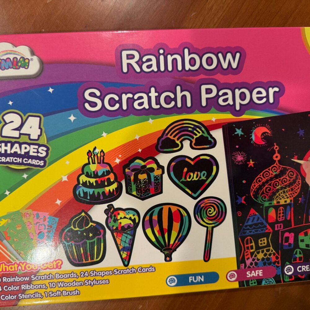 NWT LIMITED EDITION UNOPENED RAINBOW SCRATCH PAPER BOX KID (30 RAINBOW BOARDS!)